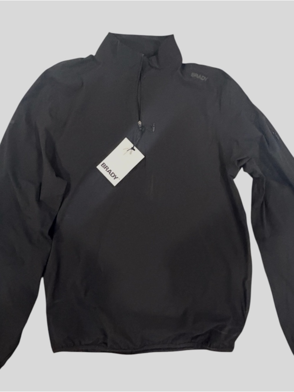 BRADY BRAND Men's ZERO WEIGHT TRAIN 1/2 ZIP in Black/Ink light weight sz S NWT
